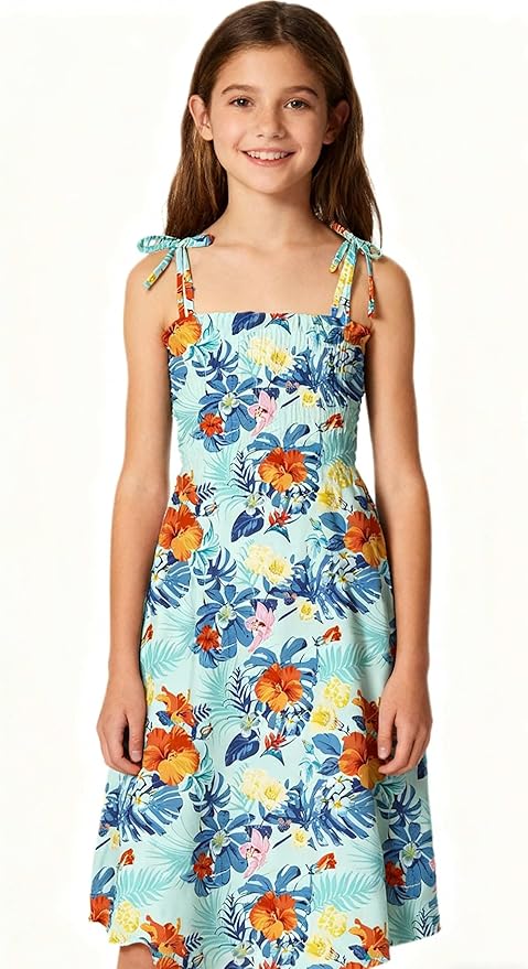 Cromoncent Matching Hawaiian Outfits for Family, Dad and Son Matching Luau Beach Tropical Shirts Mommy Daughter Tropical Sets