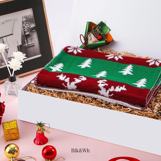 BLK&WH 5 Extra Large Gift Boxes 17x11x4 Inches, White Gift Boxes with Magnetic Closure Lid, Sturdy Shirt Boxes, Rectangle Collapsible Boxes for Clothes (Matte White)