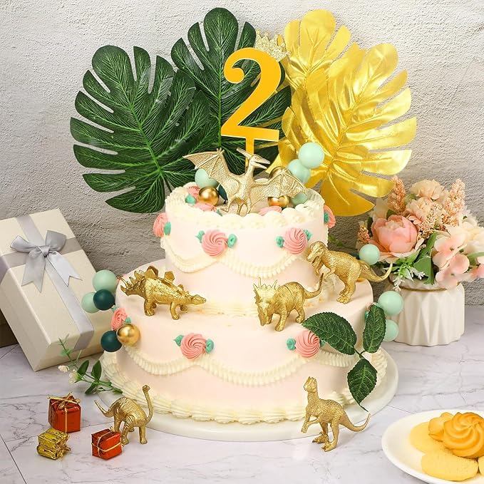 AugToy Gold Plastic Mini Dinosaur Figures Toys 48PCS Party Favors Supplies Birthday Dino Cupcake Toppers Prizes Box Toddler Kids Classroom Goodie Bags Pinata Filler End of Year Student Gifts Bulk