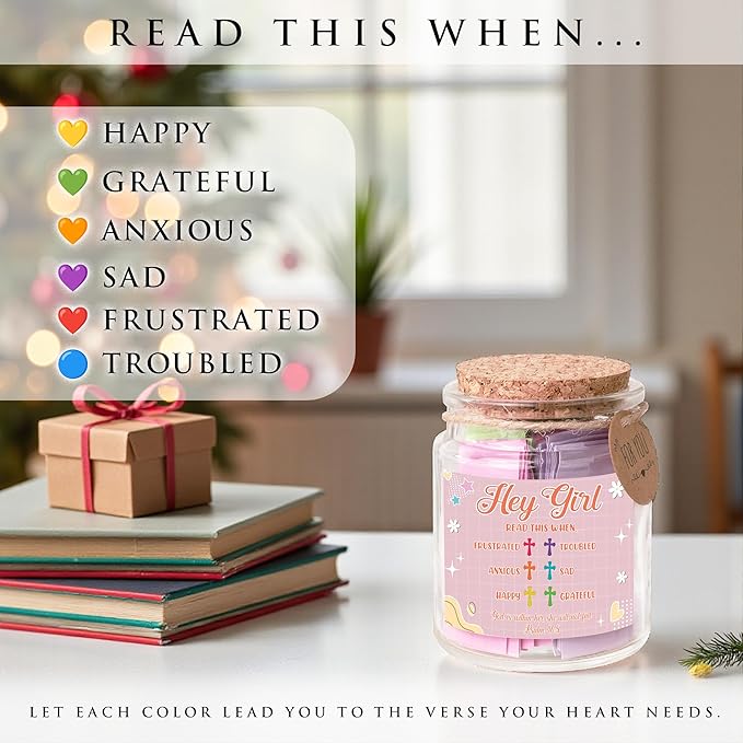 Hey Girl Bible Verse Jar – 92 Encouraging Scriptures for Teen Girls, Trendy Stuff & Gifts for Teen Girl, Back to School Essentials, Birthday Gifts & Christian Inspirational Jar for Teens