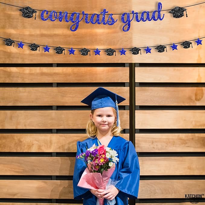 KatchOn, Glitter Congrats Grad Banner - 10 Feet, Pre-Strung | Grad Garland Class of 2025 | Congratulations Graduate Banners 2025 | Graduation Party Decorations | Graduation Decorations 2025