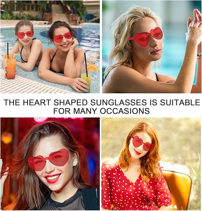 LEFIMOT 12 Pairs Heart Sunglasses for Women Heart Shaped Sunglasses Bulk Colorful Heart Glasses for Party Favor