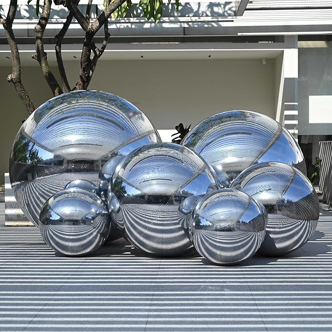 Yescom 20" Inflatable Mirror Ball Giant Reusable Hanging Large Disco Balloon Decoration for Party Wedding Event Concerts Stage Decor Silver