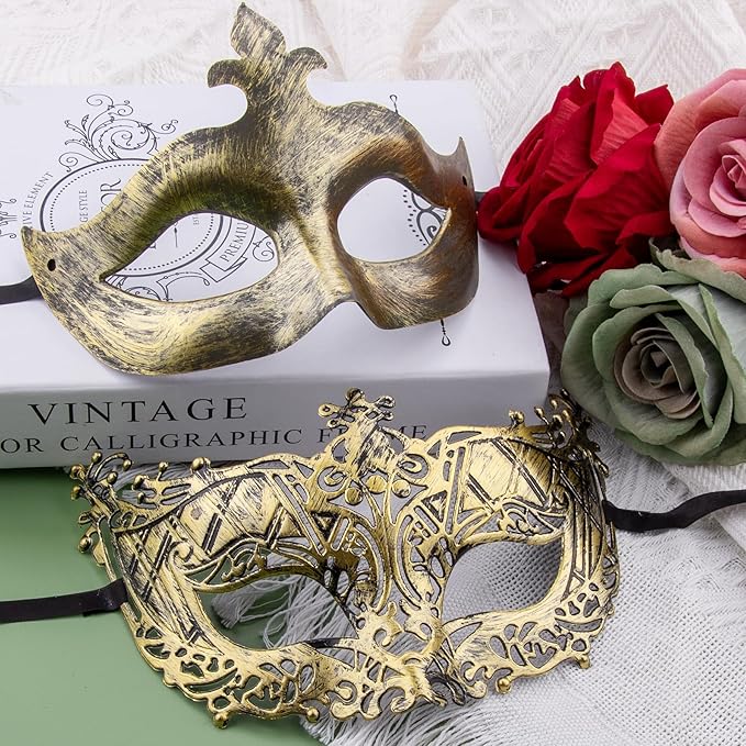 FEQO 80 Pieces Masquerade Masks Vintage Antique Venetian Masks for Men Women