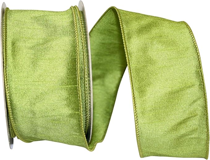Reliant Ribbon 92975W-535-40H Dupioni Supreme Wired Edge Ribbon, 2-1/2 Inch X 20 Yards, Green Grass