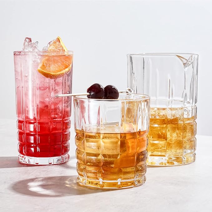 Viski Highland Crystal Whiskey Glasses, Elegant Drinking Glasses for Bourbon, Scotch, Cocktails, and Neat Spirits, Lowball Tumblers Perfect for Hosting, Housewarming Party, Home Bars, 10 oz, Set of 4