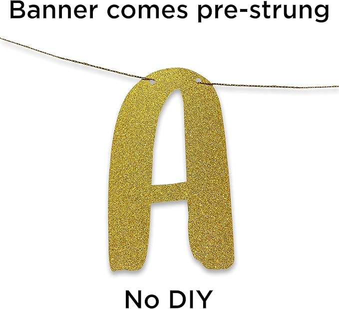 Cheers to 10 Years Gold Glitter Banner - 10th Anniversary and Birthday Party Decorations