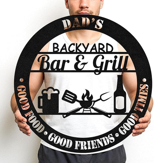 Custom BBQ Metal Sign Personalized Grill Name Wall Art for Outdoor Kitchen Patio Backyard Decor Fathers Gift for Dad Grandpa Husband Barbecue Smoker Area Sign, Grilling Lover Gifts 42