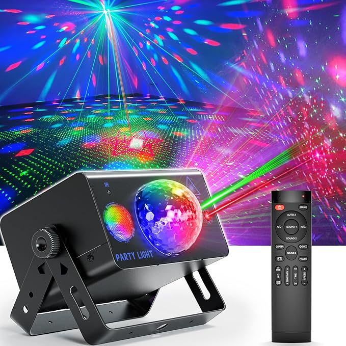 Party Lights Dj Disco Light Disco Ball Light LED Stage Strobe Lights Projector Sound Activated with Remote Control for Parties Club Bar Holiday Christmas Dance Gift Birthday Xmas Wedding Home Décor