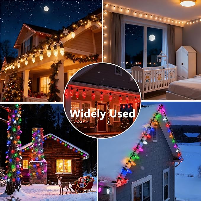 Joomer Christmas String Lights, 65FT 100 LED C9 Color Changing RGB Xmas Tree Lights Connectable Remote Control Outdoor Waterproof for Christmas Decor