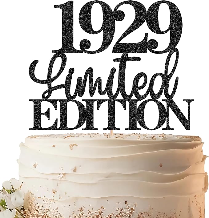 Limited EDITION 1929 Cake Topper - Black Glitter Happy 96th Birthday Party Cake Decoration Supplies, Cheer to 96 Years Cake Bunting Decor for 96th Birthday Party Photo Booth Props