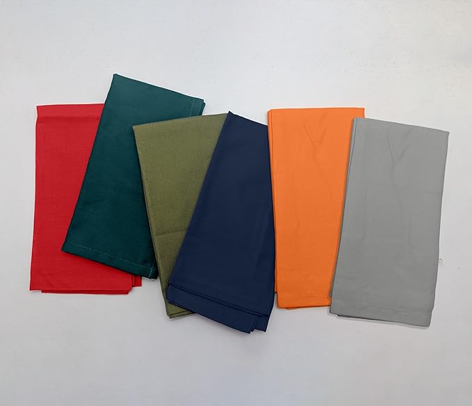 Ruvanti Premium Cloth Napkins Set of 12, 18x18 Inches, 100% Cotton, Washable, Soft & Absorbent, Perfect for Wedding, Christmas, ‎Thanksgiving Dinners - Multi Color