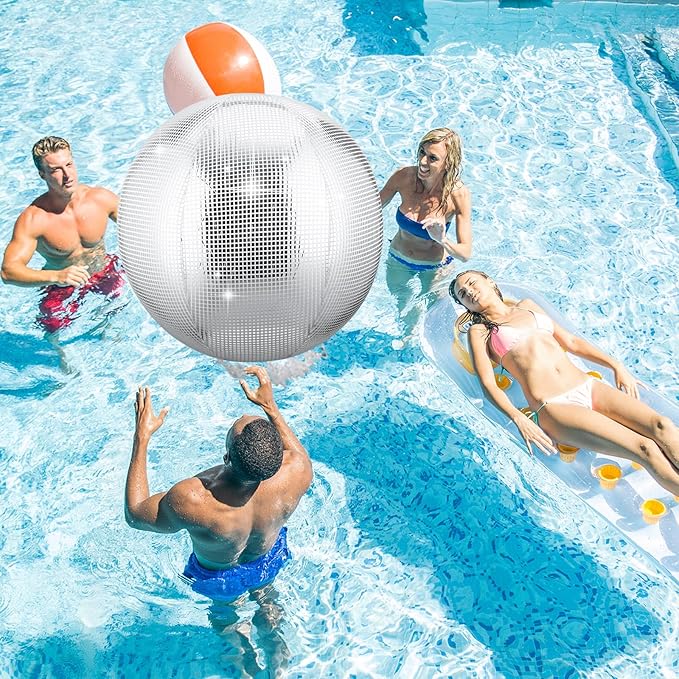 HyDren 1 Set Inflatable Disco Ball with Cover Foldable Hanging Mirror Disco Ornaments for Christmas Wedding Birthday Baby Shower Bachelorette Party Indoor Outdoor (2.5 Feet)