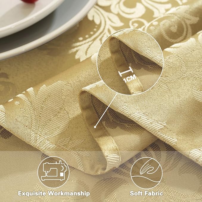 Jacquard Cloth Napkins Square 20 x 20 Inch Set of 4 Reusable Wrinkle Free Washable Damask Cloth Napkins, Fabric Napkins for Dining/Party/Wedding/Indoor/Outdoor, Gold