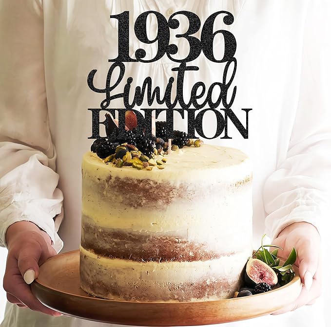 Limited EDITION 1936 Cake Topper - Black Glitter Happy 89th Birthday Party Cake Decoration Supplies, Cheer to 89 Years Cake Bunting Decor for 89th Birthday Party Photo Booth Props