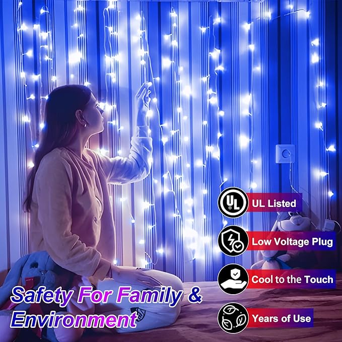 1500 LED 502ft Outdoor Christmas Lights Super Long String Lights 8 Modes Timer Memory, Outsite Waterproof Dark Green Wire Fairy Light Strings for Xmas Tree Wedding Holiday Party Decorations Blue