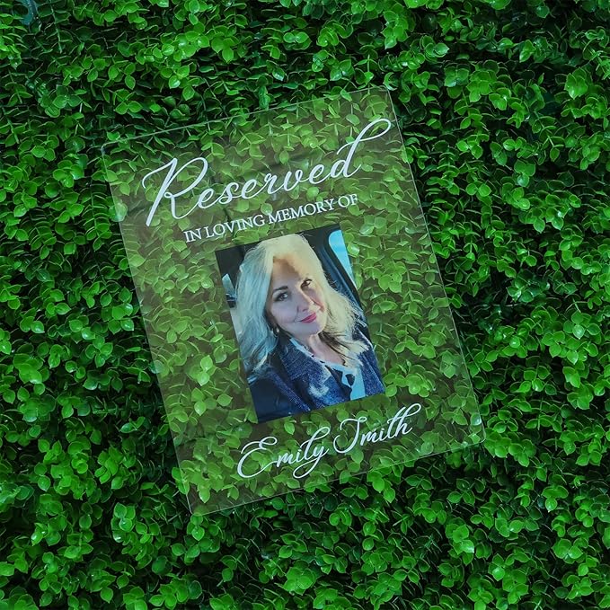 Personalized Reserved Wedding Memorial Chair Sign, Custom Reserved In Loving Memory Wedding Sign to Save a Seat for Loved One in Heaven, Customized UV Clear Acrylic Plaque for Ceremony Funeral