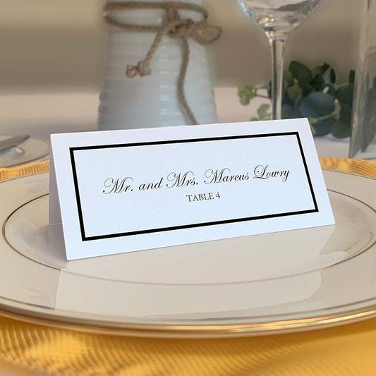 Single Line Border Printable Place Cards, Black (Choose Color), Set of 150 (25 Sheets), Laser & Inkjet Printers - Wedding, Party, Dinner, and Special Events - Made in the USA