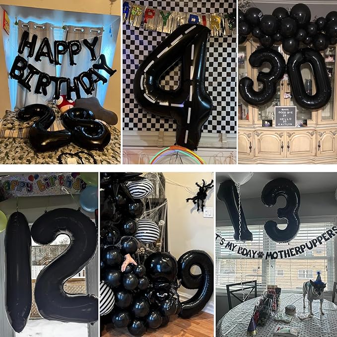 Smlpuame 40 inch Number Balloon 0-9 Black Large Number 1 Balloons,Digital Balloons for Birthday Party Celebration Decorations Supplies, Helium Foil Number Balloons for Wedding Anniversary