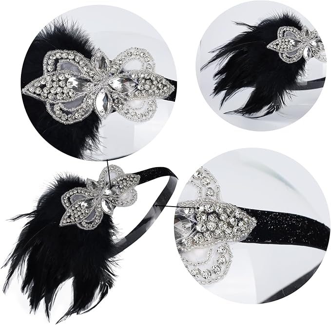 Women flapper feather headband for 1920s theme party Gatsby Headpiece for 20S Party