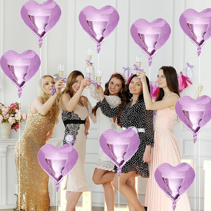 Purple Foil Heart Balloons, 12Pcs Lavender Purple Heart Shape Mylar Balloons, 18 Inch Light Purple Helium Heart Balloons for Girls Women Birthday Wedding Baby Shower Valentines Anniversary