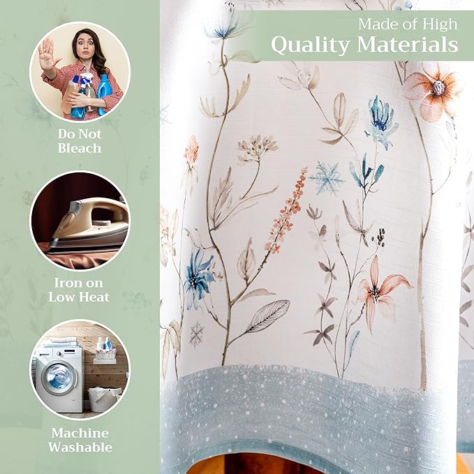 Maison d' Hermine Table Cloth Round Table 100% Cotton 69 Inches Fall Tablecloth Reusable Everyday Use for Thanksgiving Christmas Decorations Dining Farmhouse Party (Ice Florals)