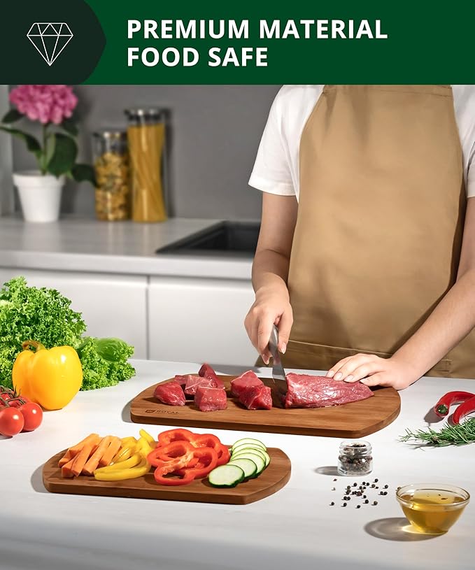 ROYAL CRAFT WOOD Charcuterie and Cheese Board Set of 2 - Large Bamboo Cheese Board - Serving Tray Platter - House Warming Gifts New Home