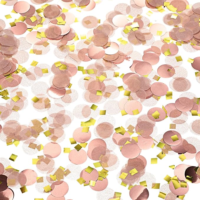 TecUnite Round Tissue Paper Table Confetti Dots for Wedding Birthday Party Decoration, 1.76 oz(Rose Gold Confetti,1.5 cm)