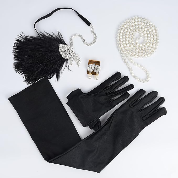 1920s Flapper Accessories Sets Roaring 20s Gatsby Costume Accessories Set for Women