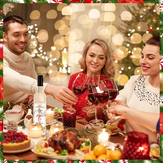 6 Set Coquito Bottles 25 oz Glass wine Bottles Brewing Bottles with Blank Printable Stickers Wine Bottles with Airtight Caps for Home Party Milk Eggnog Kefir
