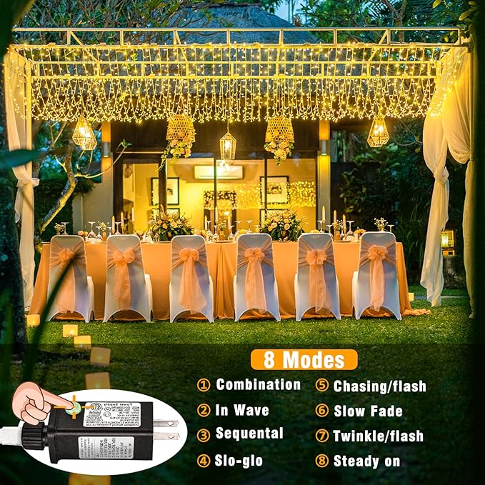 328ft 1000 LED Christmas Lights Outdoor Waterproof, Warm White Christmas String Lights Indoor Clear Wire 8 Modes, Plug in Twinkle Fairy String Lights for Bedroom Wedding Classroom Garden Decorations