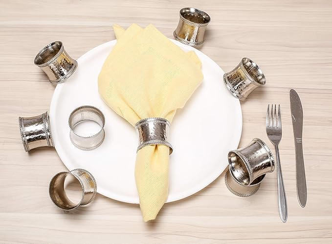 Silver Napkin Rings Set of 12, Heavy Duty Metal Napkin Holder Buckles, Fall Thanksgiving Christmas Napkin Rings, Napkins Rings for Dinner Table Decor, Wedding, Banquet, Party, Easter - CLEENTABLE