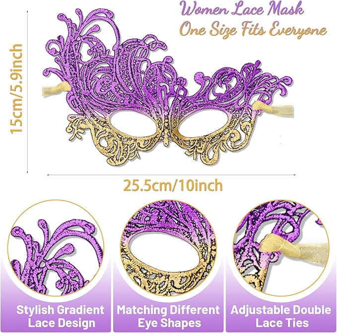 Masquerade Mask for Women Soft Lace Womens Masks Mardi Gras Mask Halloween Venetian Masks Carnival Cosplay Party Mask