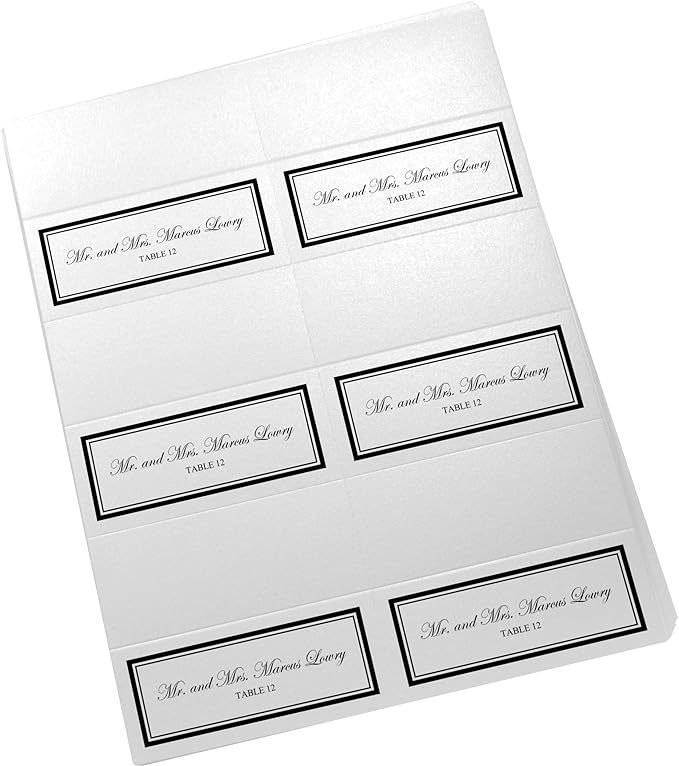 Double Line Border Printable Place Cards, Black (Choose Color), Set of 60 (10 Sheets), Laser & Inkjet Printers - Wedding, Party, Dinner, and Special Events - Made in the USA