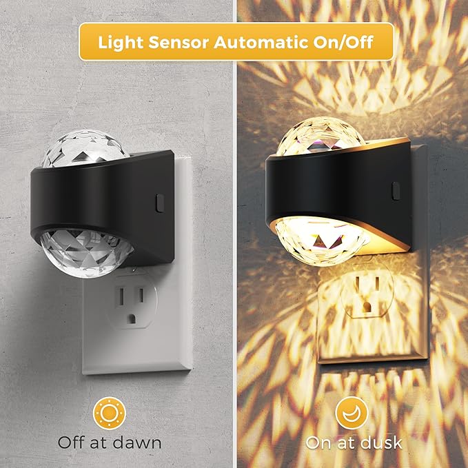 L LOHAS LED Night Lights Plug into Wall 2 Pack,Night Light for Kids with Dusk to Dawn Sensor,1600K/3000K/5000K Projector Light for Kids Playroom Home Theater Party