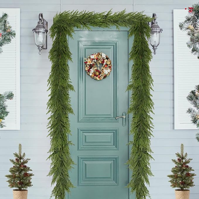 6FT Christmas Garland for Decoration Home Indoor Outdoor, Realistic Pine Christmas Garland Artificial Real Touch Greenery Cedar Garland Mantel Window Table Holiday Thanksgiving Winter Xmas Décor - 1