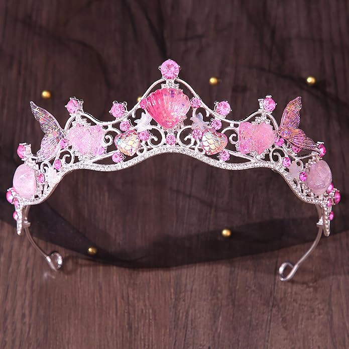 Mermaid Crown Sea Star Headband - Glitter Ocean Princess Headpiece Costume for Birthday Party Headwear Accessories