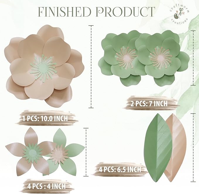 Giant Paper Flowers Kit - DIY Flower Craft Set for Backdrop, Party & Nursery Decor - Ready-to-Assemble Precut Flowers with Leaves & Instructions - Reusable Large Flower for Decoration & More