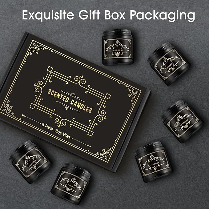 6 Pack Christmas Scented Candles Gift for Men, Scented Candles Gifts Set for Men Women, Smoke-Free Strong Fragrance Long Lasting Candle for Home, Natural Soy Jar Candles Set for Men Christmas