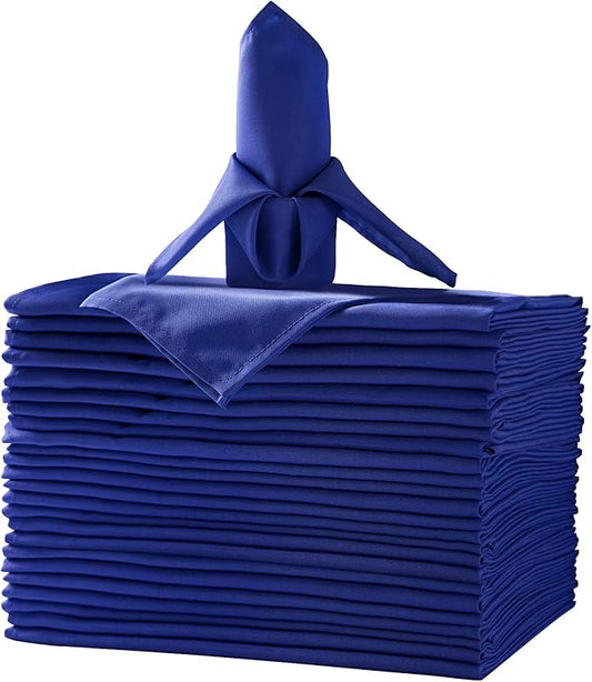 25pcs Polyester Cloth Napkins - 20 x 20 inch Royal Blue Dinner Washable Napkins with Hemmed Edges for Restaurant/Wedding/Hotel(25,Royal Blue)