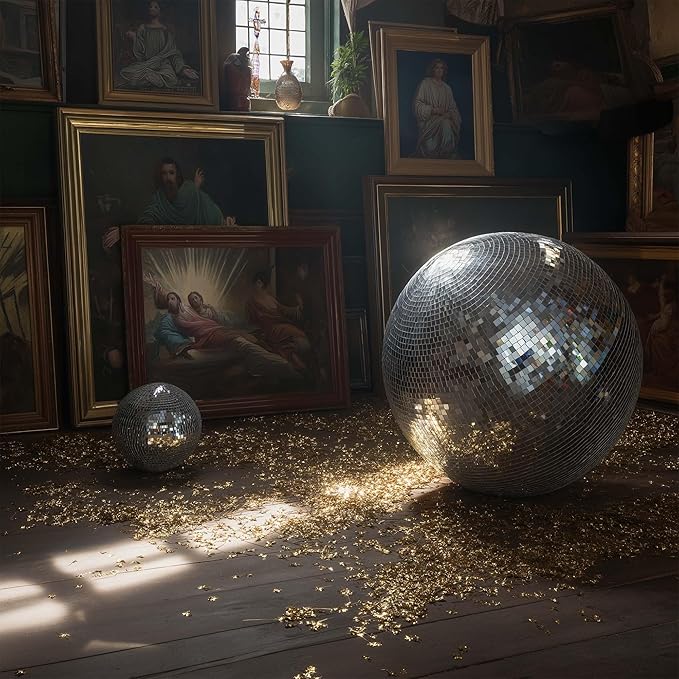 Yescom 20" Large Disco Ball Mirror Big Hanging Glass Decoration for 70s 80s Party Events Wedding DJ Dance Club Bar Stage Lighting Business Holiday Home Decor Silver