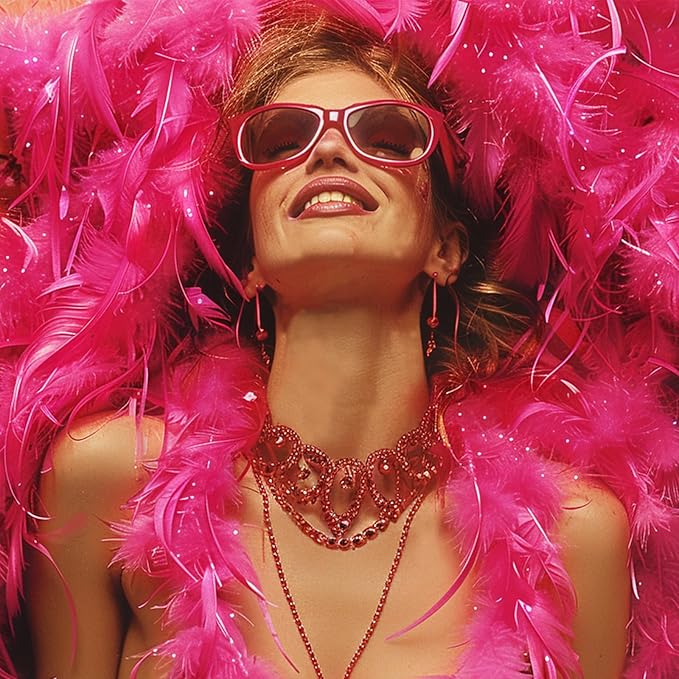 Feather Boa with Heart Rimless Sunglasses,4 ft Feather Boa for Bachelor Party Halloween Christmas Costume Accessory