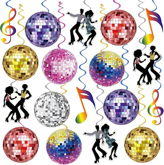 40Pcs Disco Party Hanging Swirl Decorations Disco Ball Hanging Swirls Disco Party Decorations 70s Party Hanging Swirls Ceiling Decor for Disco Themed 1970s Birthday Party Favors Supplies