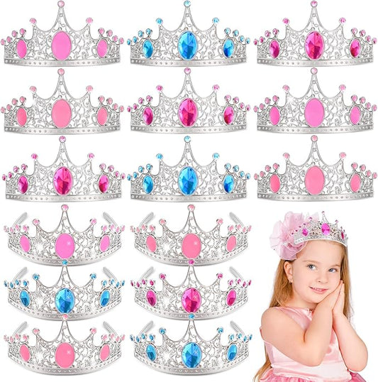 Party Favors Princess Crowns for Little Girls, 16Pcs Princess Dress Up Tiaras for Kids Jewelry Cosplay Accessories, Princess Toys Headband