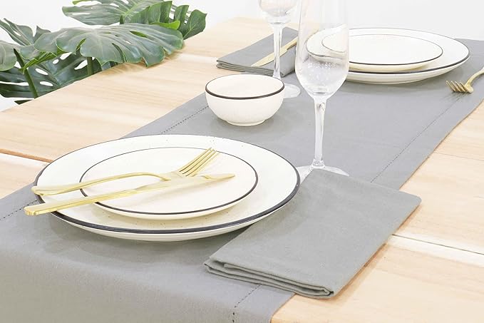 PurpleEssences Set of 6 Cloth Dinner Napkins 100% Cotton 18x18 Inch - Soft Durable Washable - Ideal for Farmhouse Party Christmas Holiday Winter - Perfect Everyday Use Table Linen - Ash Grey