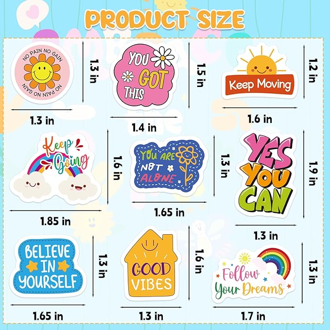 300Pcs Motivational Foam Stickers, Self-Adhesive Inspirational Quotes Sticker Positive Affirmation Foam Stickers for Home School Classroom DIY Art Craft Parents Teachers Reward Sticker