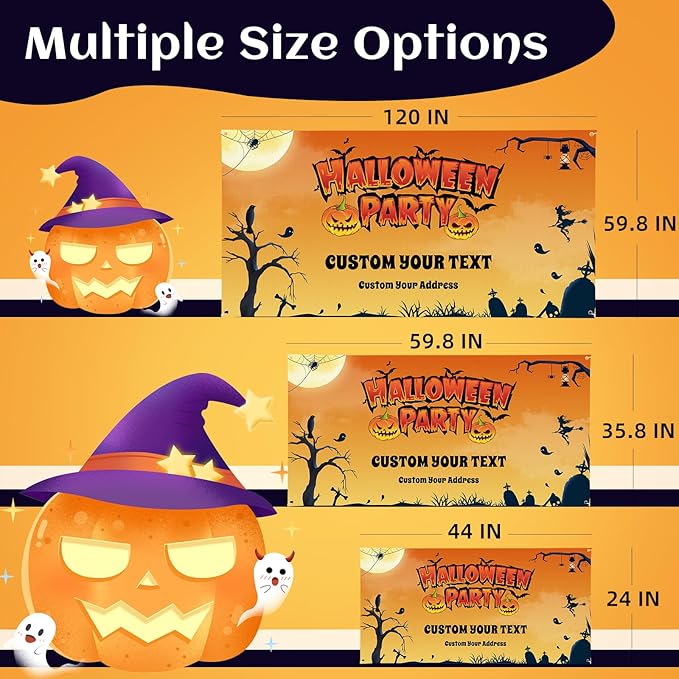 Custom Halloween Banner, Personalized Sign Banner for Outside Indoor, Custom Banner Backdrop Decorations for Wall Halloween Party