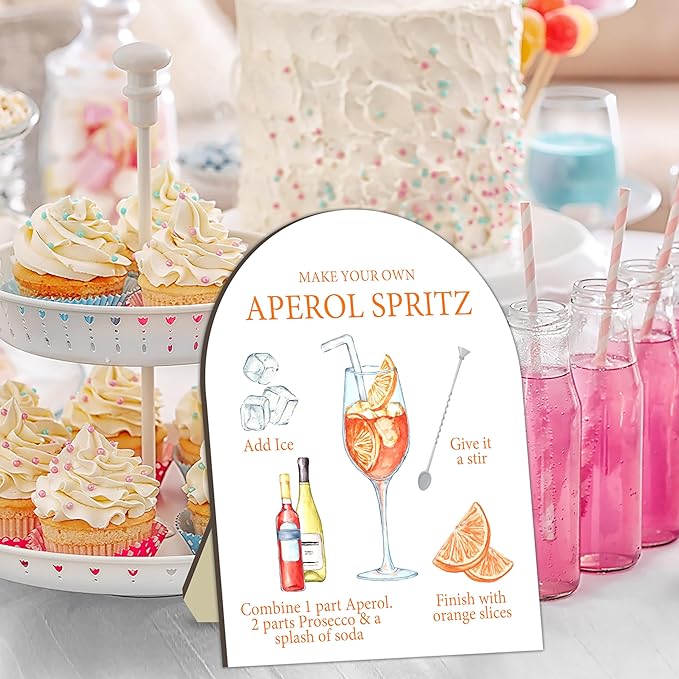 Aperol Spritz Bar Sign, Cocktail Bar Sign for Bachelorette Party, Bridal Shower Table Signs, Homemade Cocktail Station Welcome Board, Homemade Cocktails Drink Board Sign for Bridal Shower Decoration