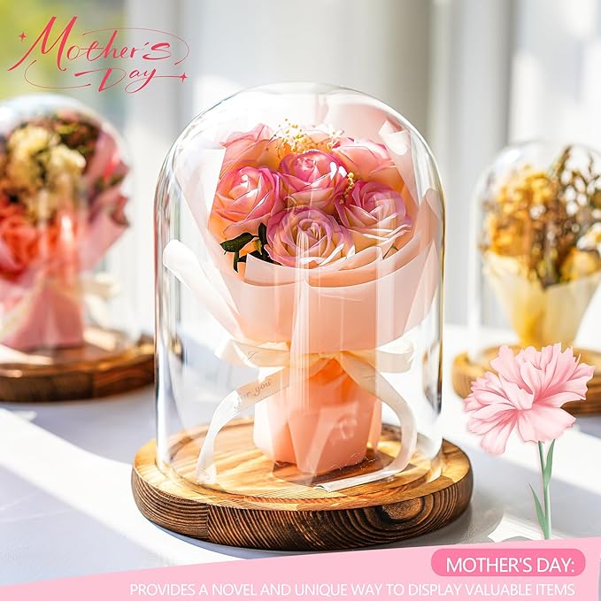 ZEERSHEE Glass Cloche Display Dome 6.3 x 4.8 inch Decorative Glass Display Bell Jar for Home Party Wedding Decor