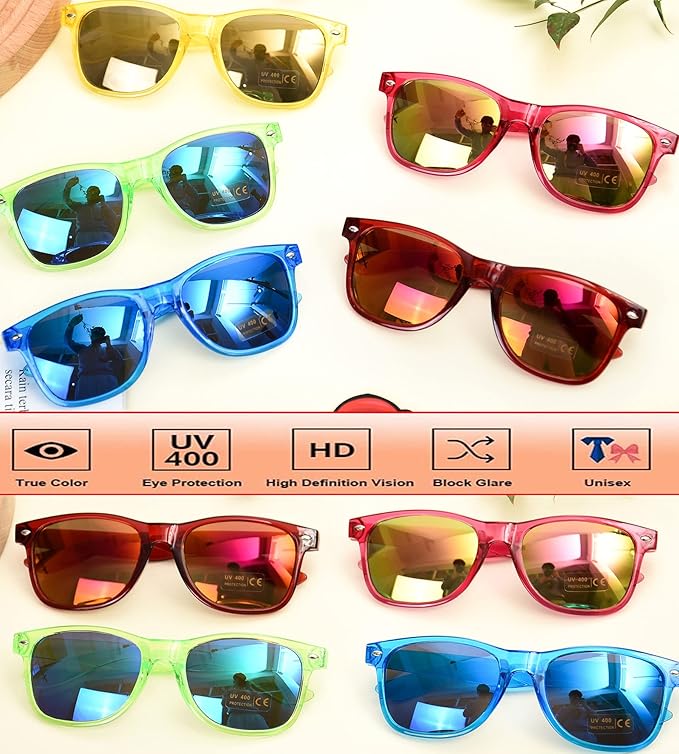 Fsmiling Neon Sunglasses Bulk Adult Party Sunglasses 80s Glasses Shades for Men Women Party Favors-15Pack,UV Protection